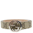 Gucci Interlocking G Buckle Beige GG Supreme Canvas Belt - Front