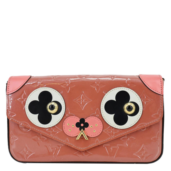LOUIS VUITTON Valentine Dog Felicie Pochette Monogram Vernis Crossbody Bag Pink