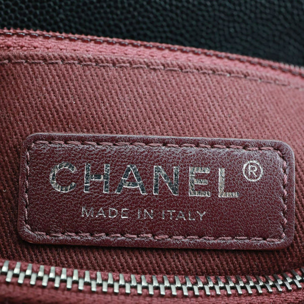 CHANEL Coco Flap Medium Quilted Caviar Leather Top Handle Shoulder Bag Black