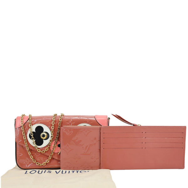 LOUIS VUITTON Valentine Dog Felicie Pochette Monogram Vernis Crossbody Bag Pink