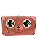 LOUIS VUITTON Valentine Dog Felicie Pochette Monogram Vernis Crossbody Bag Pink