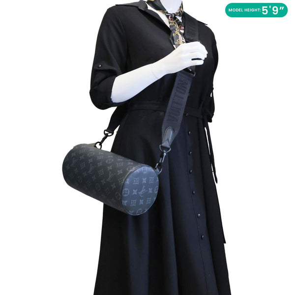 LOUIS VUITTON Polochon PM Soft Monogram Eclipse Canvas Crossbody Bag Black