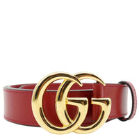 Gucci Double G Buckle Marmont Leather Belt Red