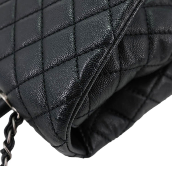 CHANEL Coco Flap Medium Quilted Caviar Leather Top Handle Shoulder Bag Black
