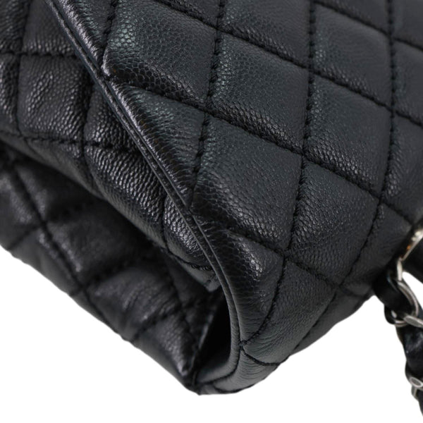 CHANEL Coco Flap Medium Quilted Caviar Leather Top Handle Shoulder Bag Black