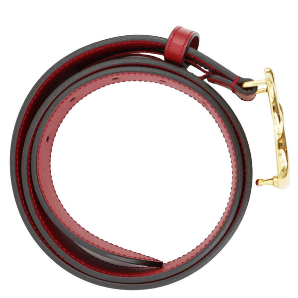 GUCCI Double G buckle Marmont Leather Belt Red 414516 Size 80.32