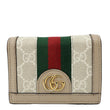 GUCCI Ophidia Web GG Supreme Canvas Card Case Wallet Beige 523155