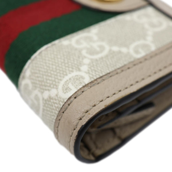 GUCCI Ophidia Web GG Supreme Canvas Card Case Wallet Beige 523155
