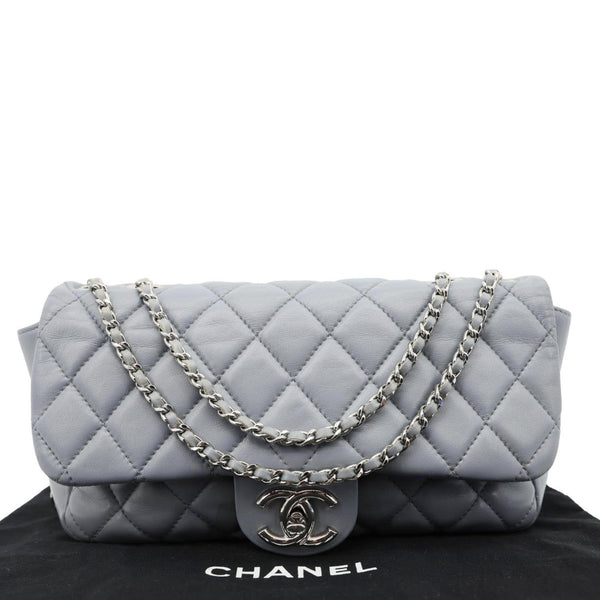 CHANEL Classic Flap Quilted Leather Shoulder Bag Grey