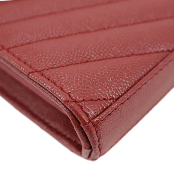YVES SAINT LAURENT Cassandre Chevron Grain De Poudre Leather Chain Crossbody Bag Red
