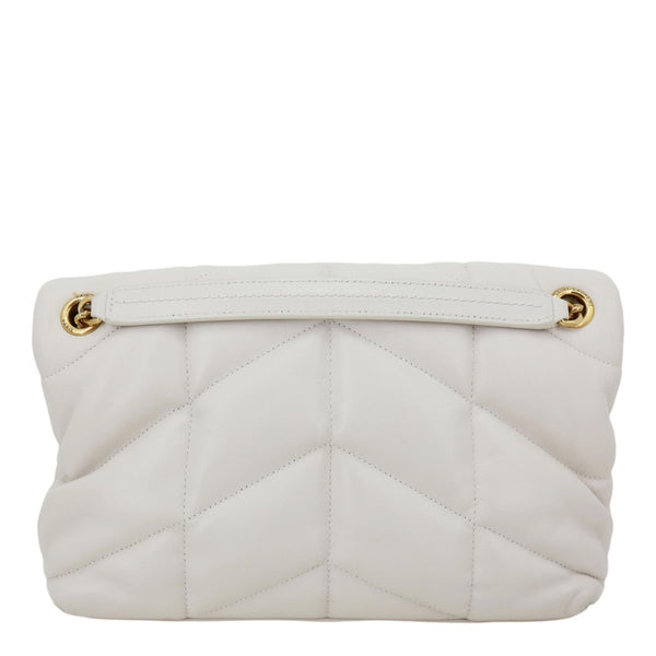 YVES SAINT LAURENT Loulou Puffer Quilted Lambskin Leather Crossbody Bag White