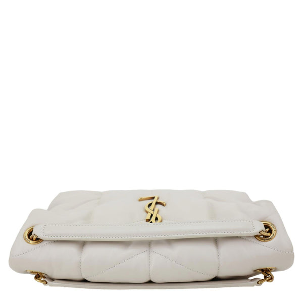 YVES SAINT LAURENT Loulou Puffer Quilted Lambskin Leather Crossbody Bag White