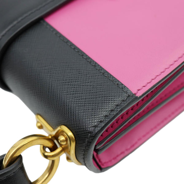 PRADA Cahier City Calf Saffiano Leather Shoulder Bag Pink