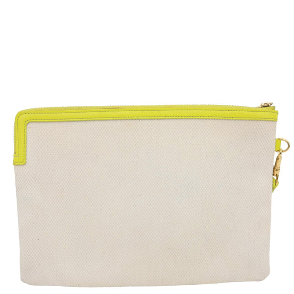 CELINE Logo Small Canvas Wristlet Beige