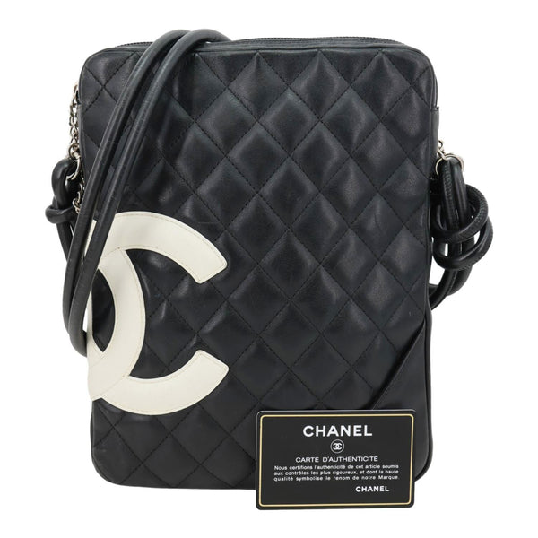 CHANEL Cambon Ligne Leather Messenger Bag Black