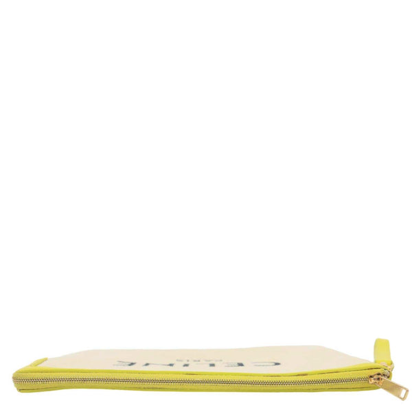 CELINE Logo Small Canvas Wristlet Beige