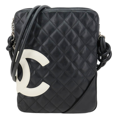 CHANEL Cambon Ligne Leather Messenger Bag Black