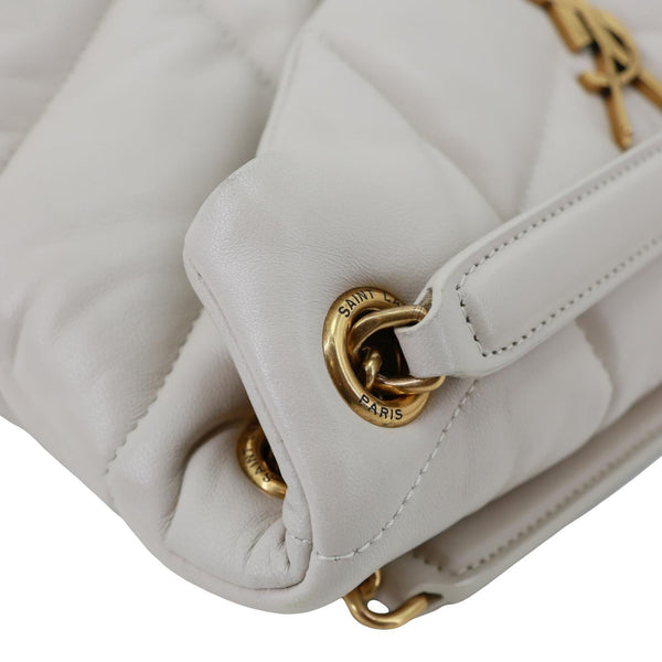 YVES SAINT LAURENT Loulou Puffer Quilted Lambskin Leather Crossbody Bag White