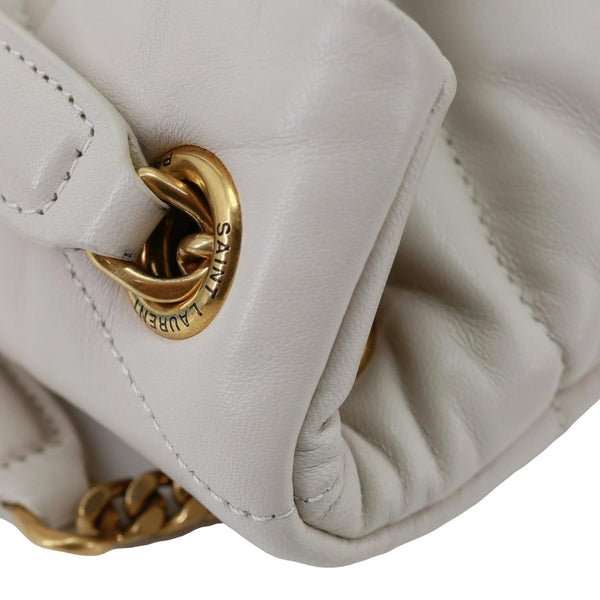 YVES SAINT LAURENT Loulou Puffer Quilted Lambskin Leather Crossbody Bag White