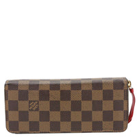 LOUIS VUITTON Clemence Damier Ebene Zippy Wallet Brown