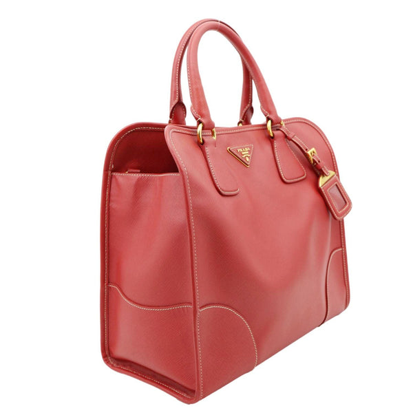 PRADA Saffiano Lux Leather Shoulder Bag Red