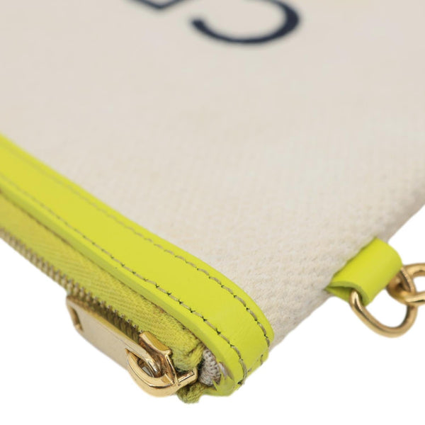 CELINE Logo Small Canvas Wristlet Beige