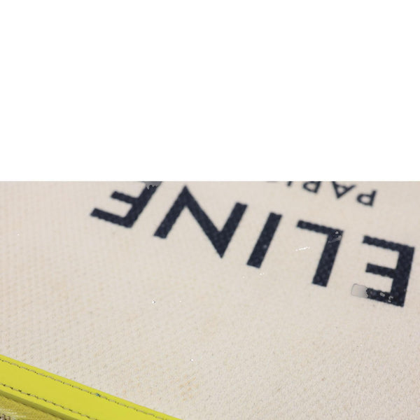 CELINE Logo Small Canvas Wristlet Beige