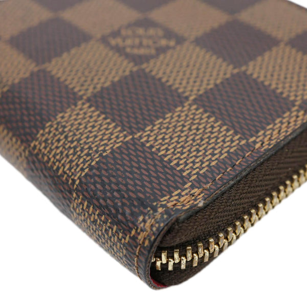 LOUIS VUITTON Clemence Damier Ebene Zippy Wallet Brown