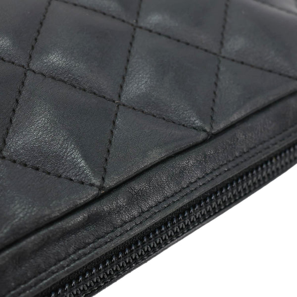 CHANEL Cambon Ligne Leather Messenger Bag Black