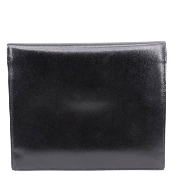 YVES SAINT LAURENT Uptown Envelope Smooth Shiny Calfskin Leather Pouch Black
