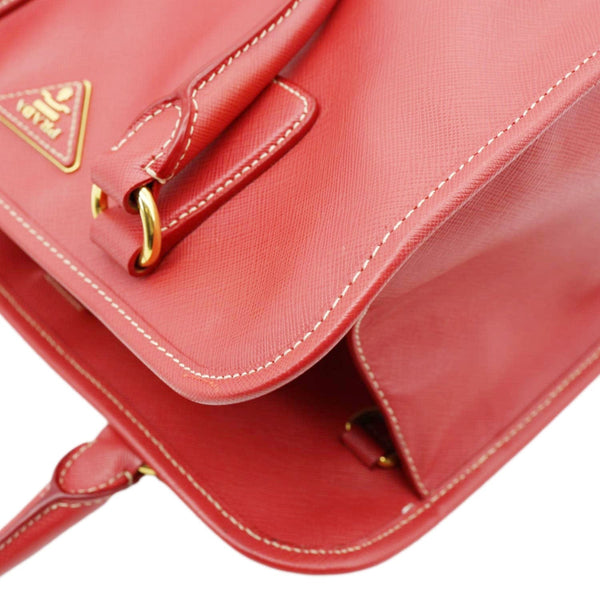PRADA Saffiano Lux Leather Shoulder Bag Red