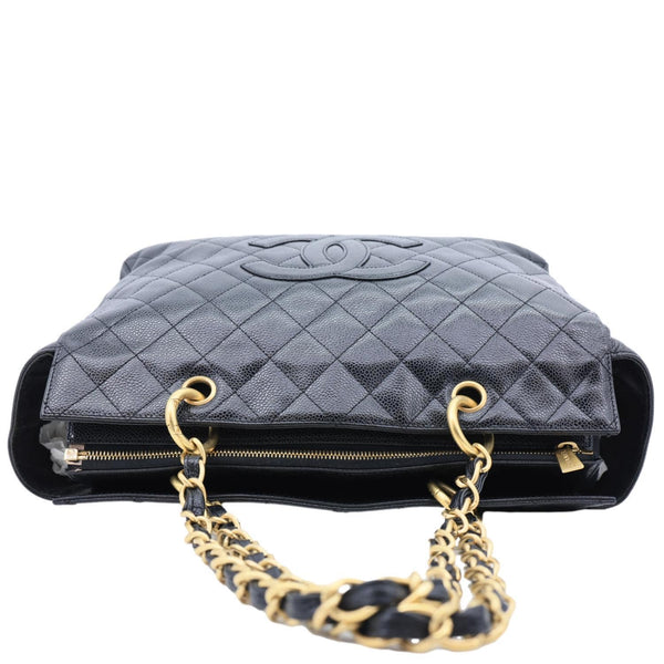 CHANEL Timeless Chain Quilted Caviar Leather Tote Bag Black