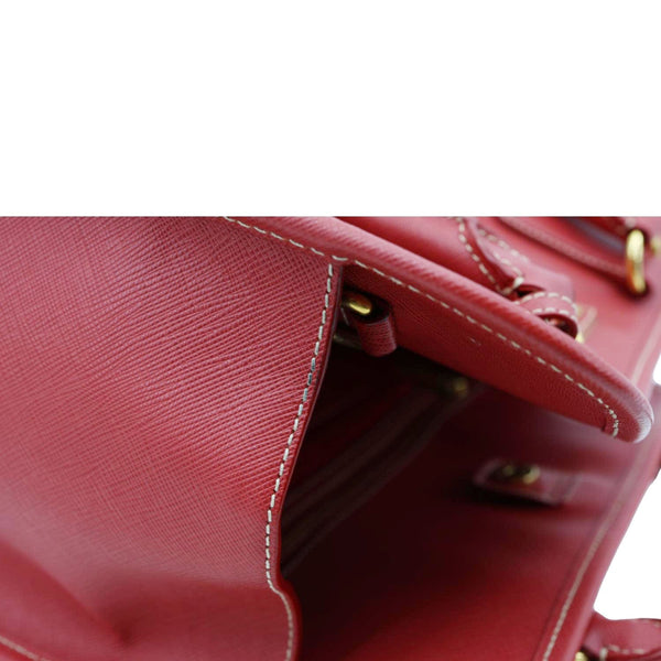 PRADA Saffiano Lux Leather Shoulder Bag Red