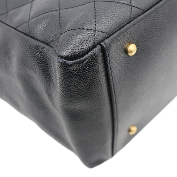 CHANEL Timeless Chain Quilted Caviar Leather Tote Bag Black