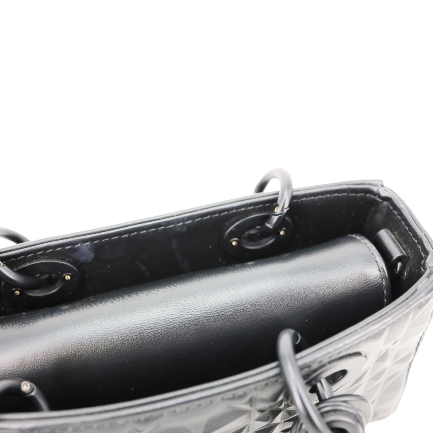 CHRISTIAN DIOR Lady D-Joy Diamond Motif Chain Shoulder Bag Black