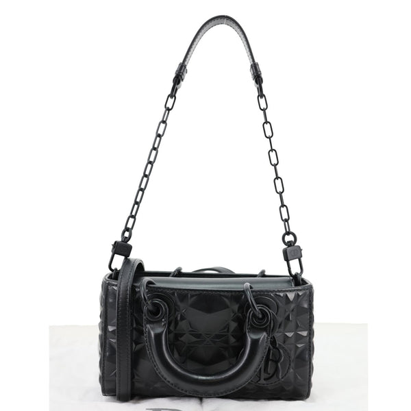 CHRISTIAN DIOR Lady D-Joy Diamond Motif Chain Shoulder Bag Black