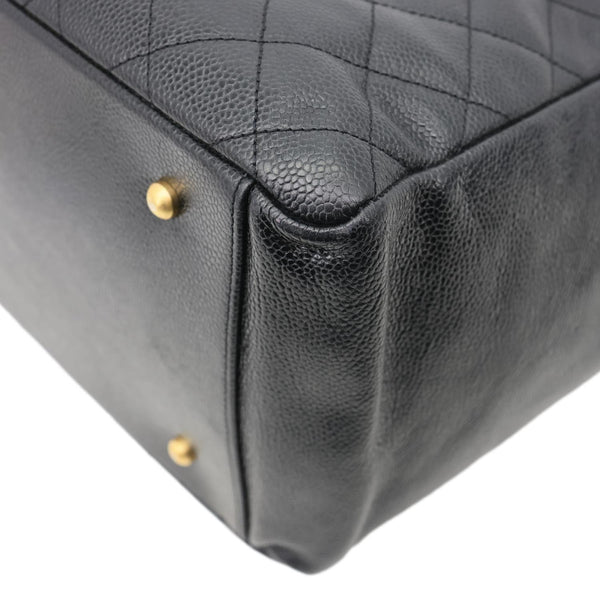 CHANEL Timeless Chain Quilted Caviar Leather Tote Bag Black