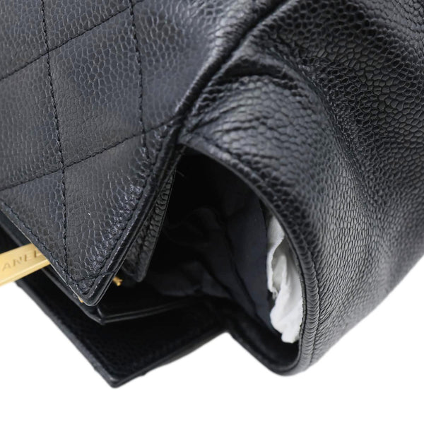 CHANEL Timeless Chain Quilted Caviar Leather Tote Bag Black