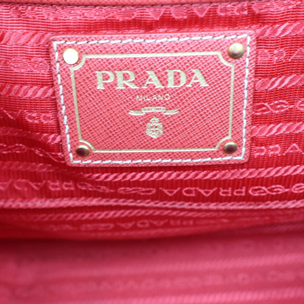 PRADA Saffiano Lux Leather Shoulder Bag Red