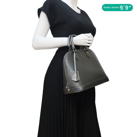 LOUIS VUITTON Alma PM Epi Leather Satchel Bag Metallic Grey