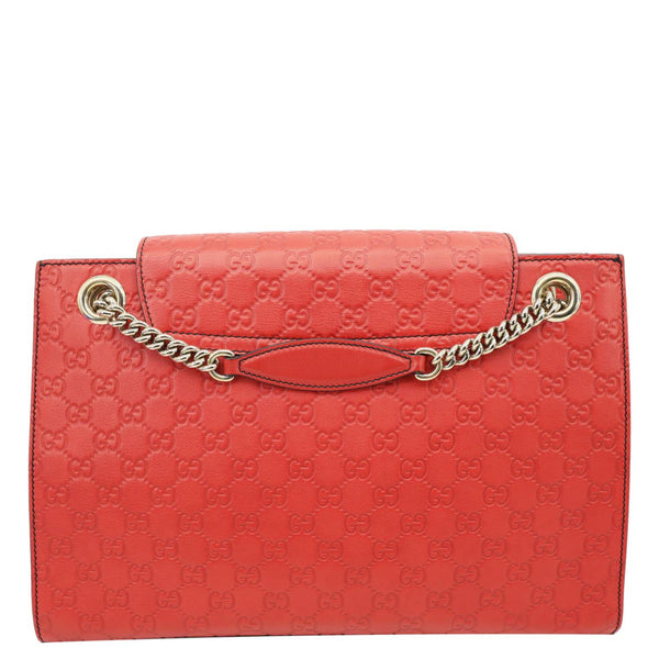 GUCCI Emily Large Leather Chain Shoulder Bag Red 295403