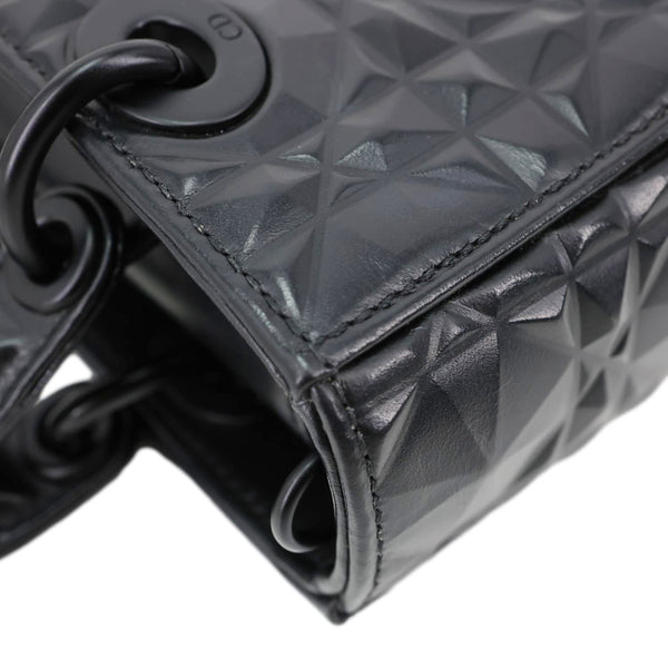 CHRISTIAN DIOR Lady D-Joy Diamond Motif Chain Shoulder Bag Black