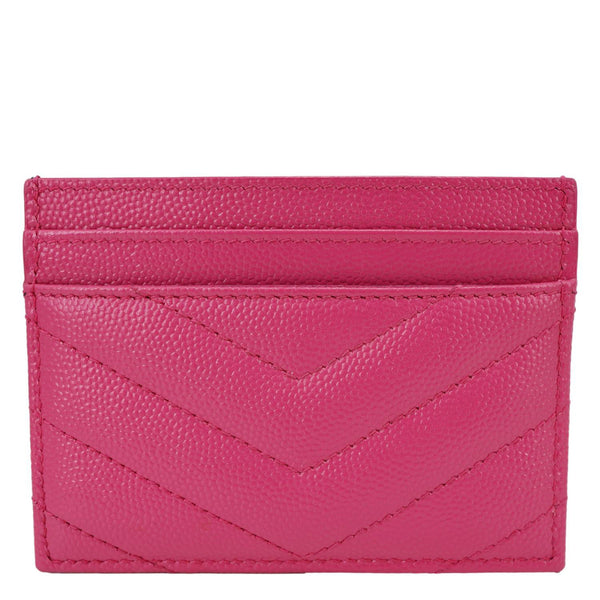 YVES SAINT LAURENT Cassandre Monogram Grain De Poudre Leather Card Holder Pink
