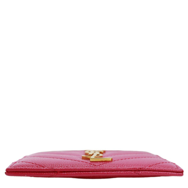 YVES SAINT LAURENT Cassandre Monogram Grain De Poudre Leather Card Holder Pink