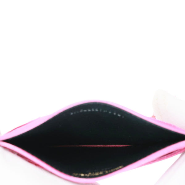 YVES SAINT LAURENT Cassandre Monogram Grain De Poudre Leather Card Holder Pink