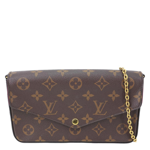 LOUIS VUITTON Felicie Pochette Monogram Canvas Crossbody Bag Brown