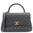 CHANEL Coco Large Quilted Caviar Shoulder Bag Black