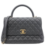 CHANEL Coco Large Quilted Caviar Shoulder Bag Black