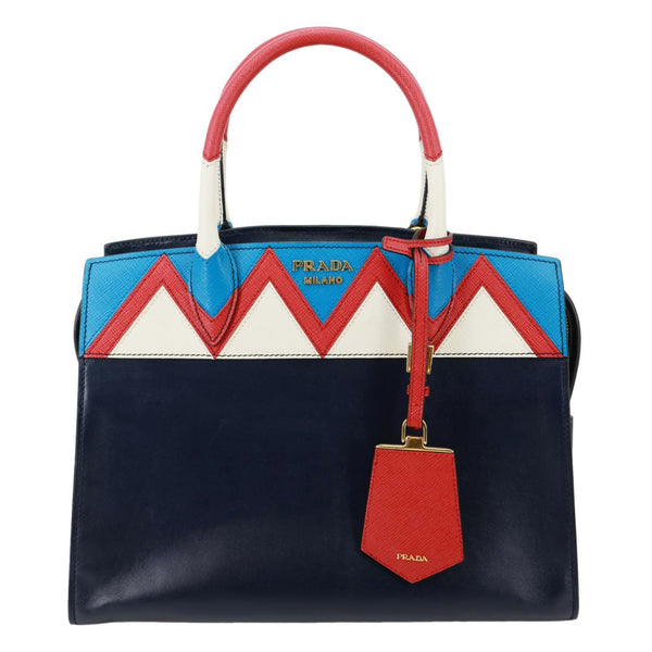 PRADA Esplanade Medium Saffiano City Calfskin Leather Crossbody Bag Navy Blue