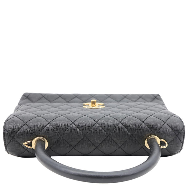 CHANEL Coco Large Quilted Caviar Shoulder Bag Black